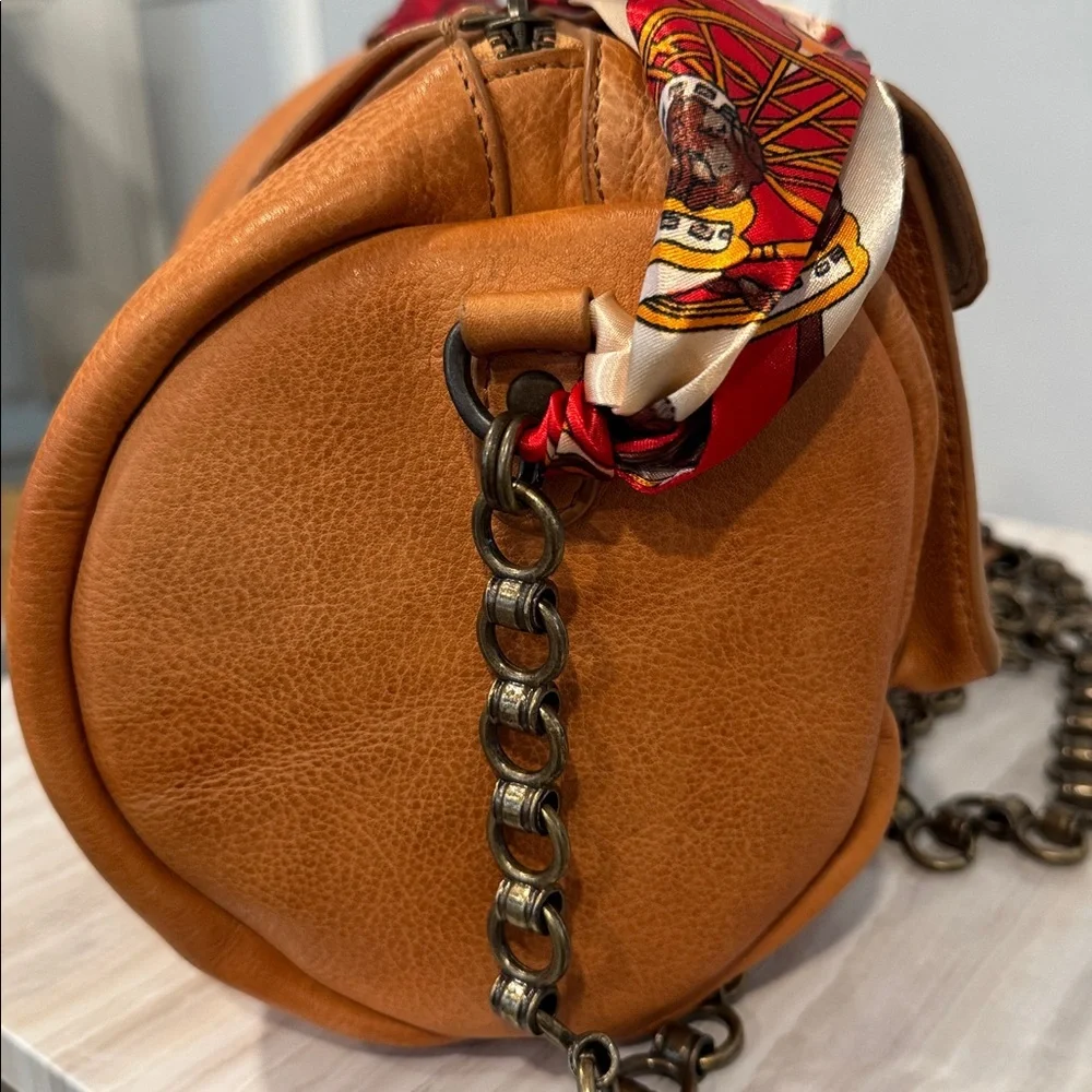 Free People Dylan Brown Distressed Leather Duffle Crossbody